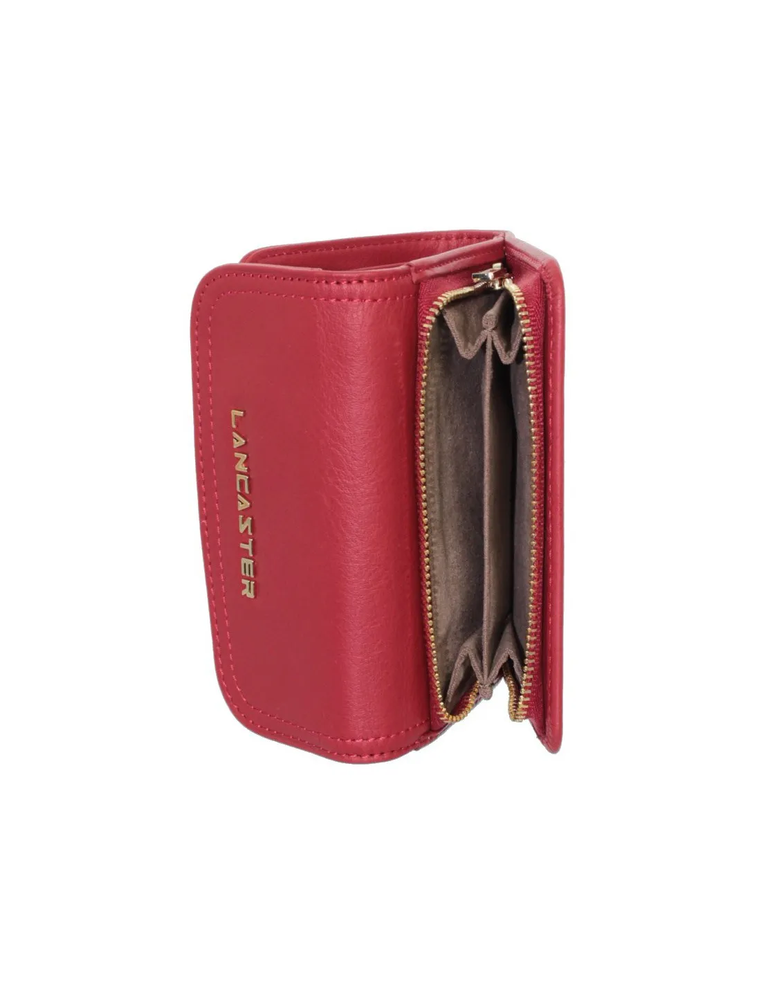 Portefeuille Lancaster Mle Anna en cuir ref_lan36476-rouge