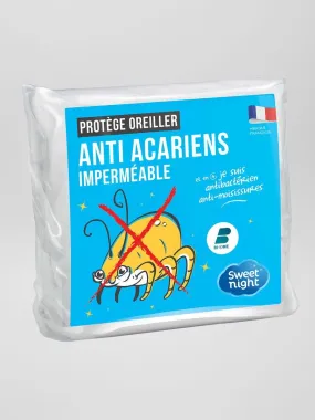 Protège oreiller en coton Imperméable et Anti Acariens - blanc