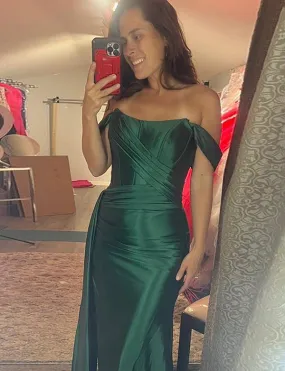 Robe de soirée fourreau à corset vert foncé avec fente