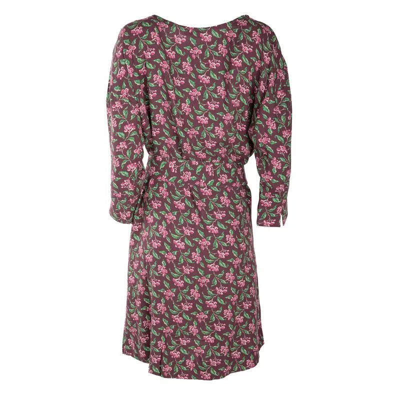 Robe manches longues à fleurs col bateau cintrée Femme AMERICAN 