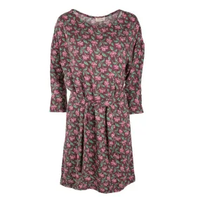 Robe manches longues à fleurs col bateau cintrée Femme AMERICAN 