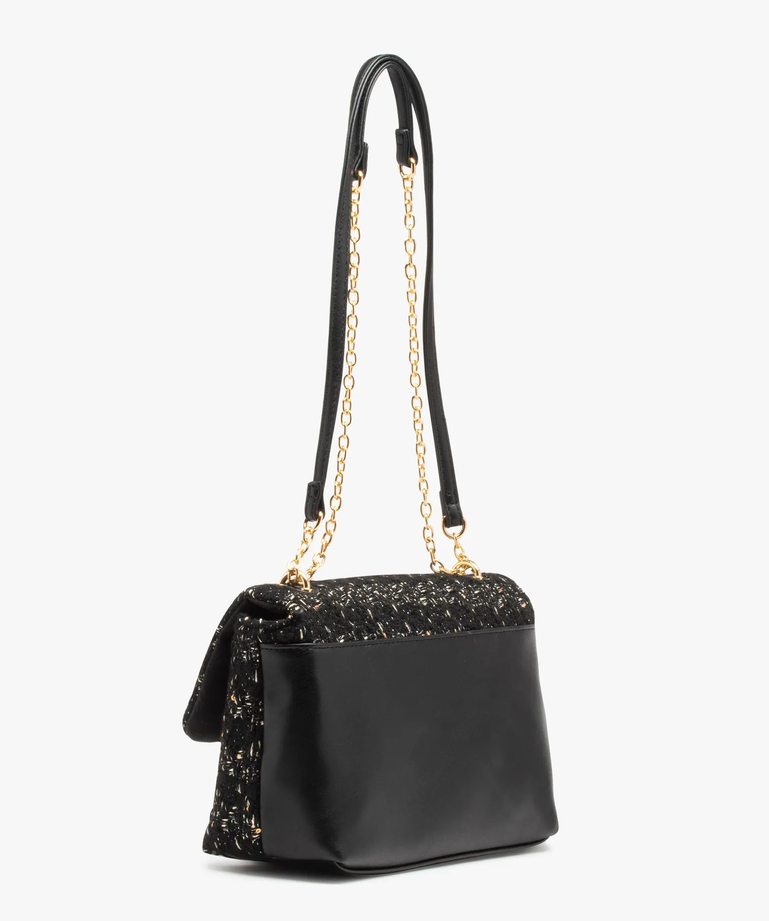 sac besace bimatiere devant en textile esprit couture femme noir standard sacs bandouliere