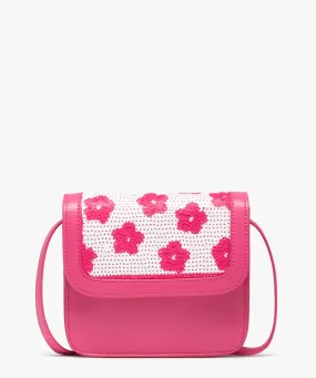 sac fille avec rabat en sequins brodes motifs fleurs rose standard sacs et cartables