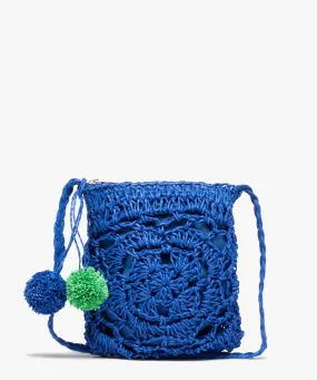 sac fille en paille avec bandouliere tressee bleu standard sacs et cartables