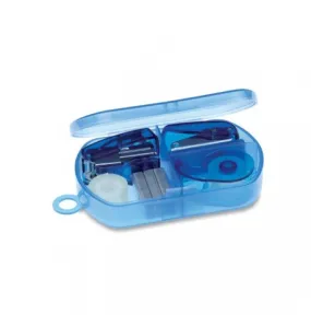 Set de papeterie dans une boite en plastique  en bleu personnalisable