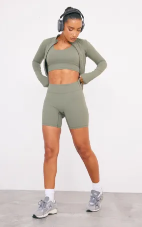 Short de sport taille haute en Sculpt vert olive