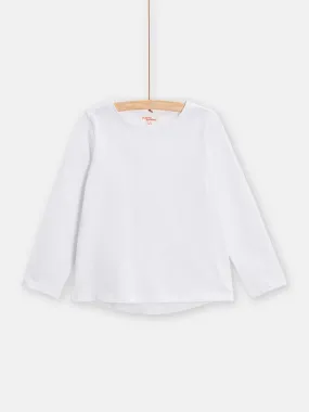 T-shirt manches longues blanc pour fille