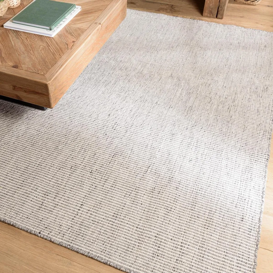 Tapis rectangulaire en laine tissée couleur blanc/gris chiné QUENTIN | 3 Suisses