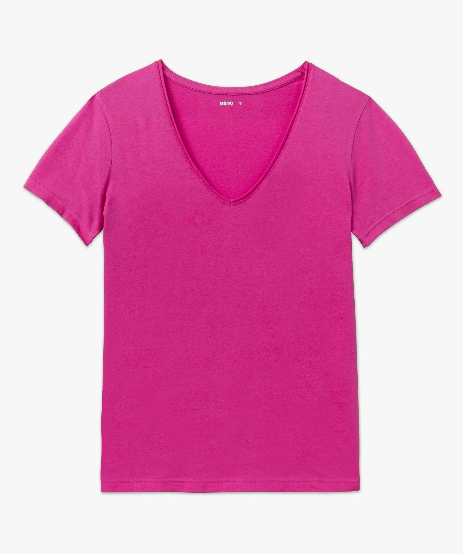 tee-shirt a manches courtes avec col v roulotte femme rose t-shirts manches courtes