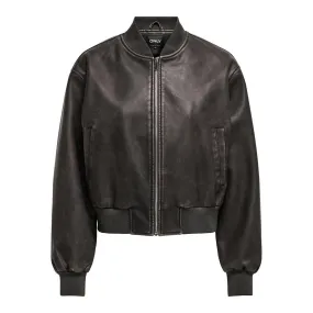 Veste bomber court col motard chocolat Nea | 3 Suisses