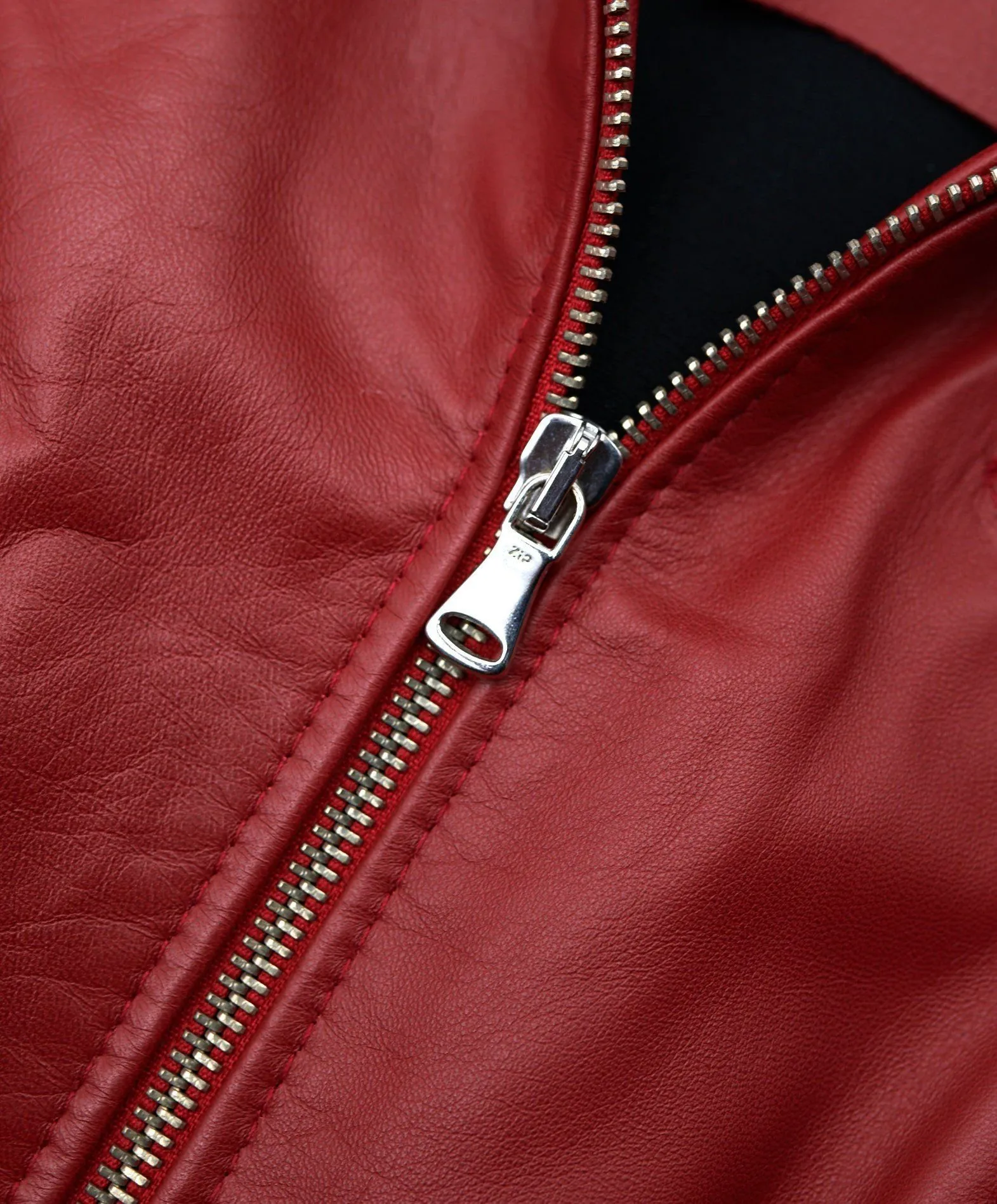 Veste en cuir femme style motard surpiqûres cuir plongé rouge Geny